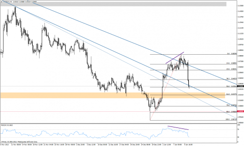 Analiza techniczna, USDPLN, H4, 11.01.2014