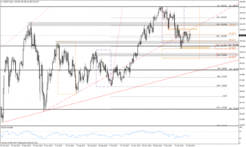 Analiza techniczna, USDJPY, D1, 19.02.2014