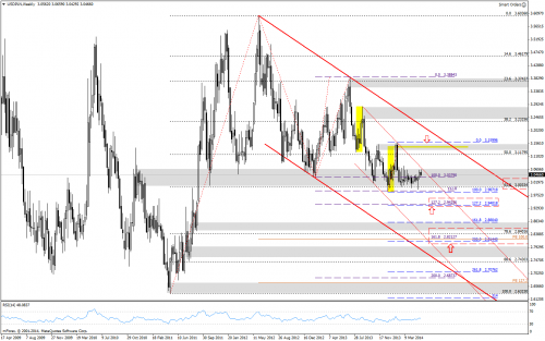 Analiza techniczna, USDPLN, W1, 25.05.2014